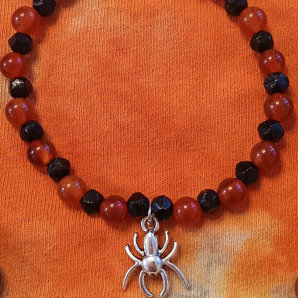 Handmade Spider Skull Carnelian Jewelry Set - Picture 4 of 8